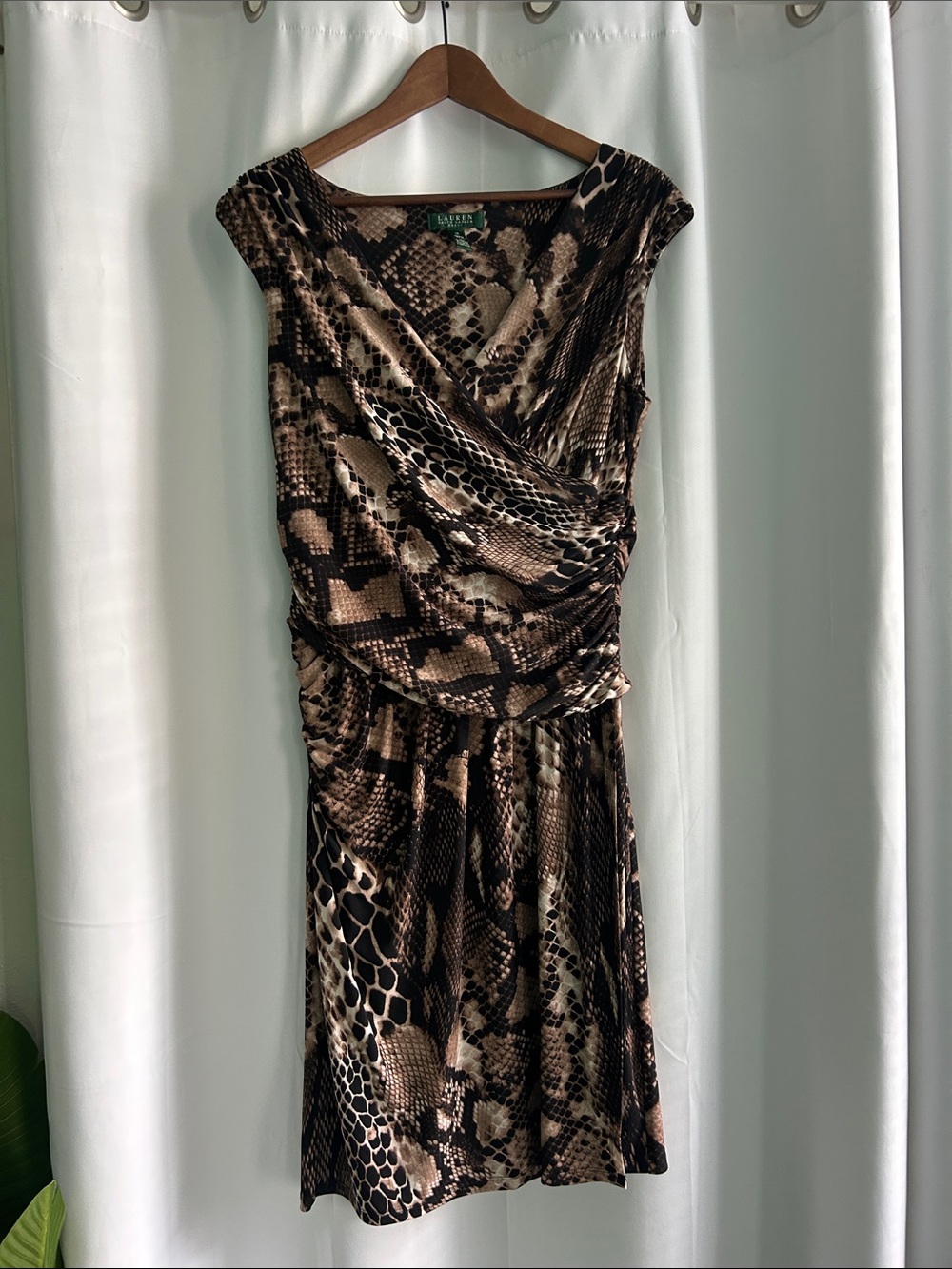 Lauren Ralph Lauren Brown & Black Snake-Print Midi Dress